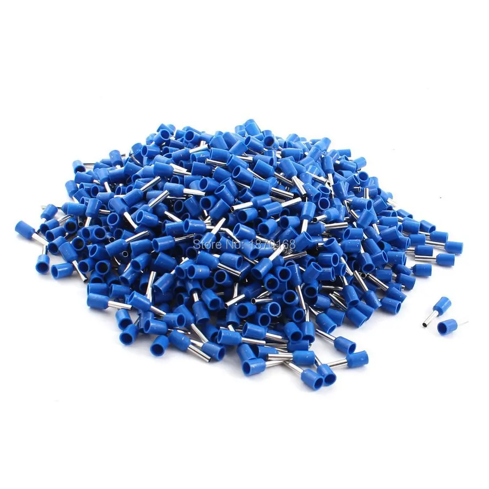 1000 Pcs E1508 16AWG Blue Tube Type Insulated Cable Ends Connectors