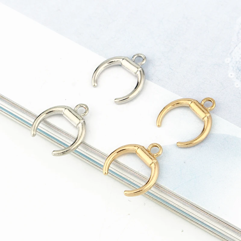 5pcs Alloy Bull Horn Metal Earrings Charms Connector Findings DIY Pendant Fit Bracelet Necklace Jewelry Accessories C197