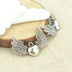 7pcs metal antique silver Plated wing charms for DIY jewelry making 35*27mm D409