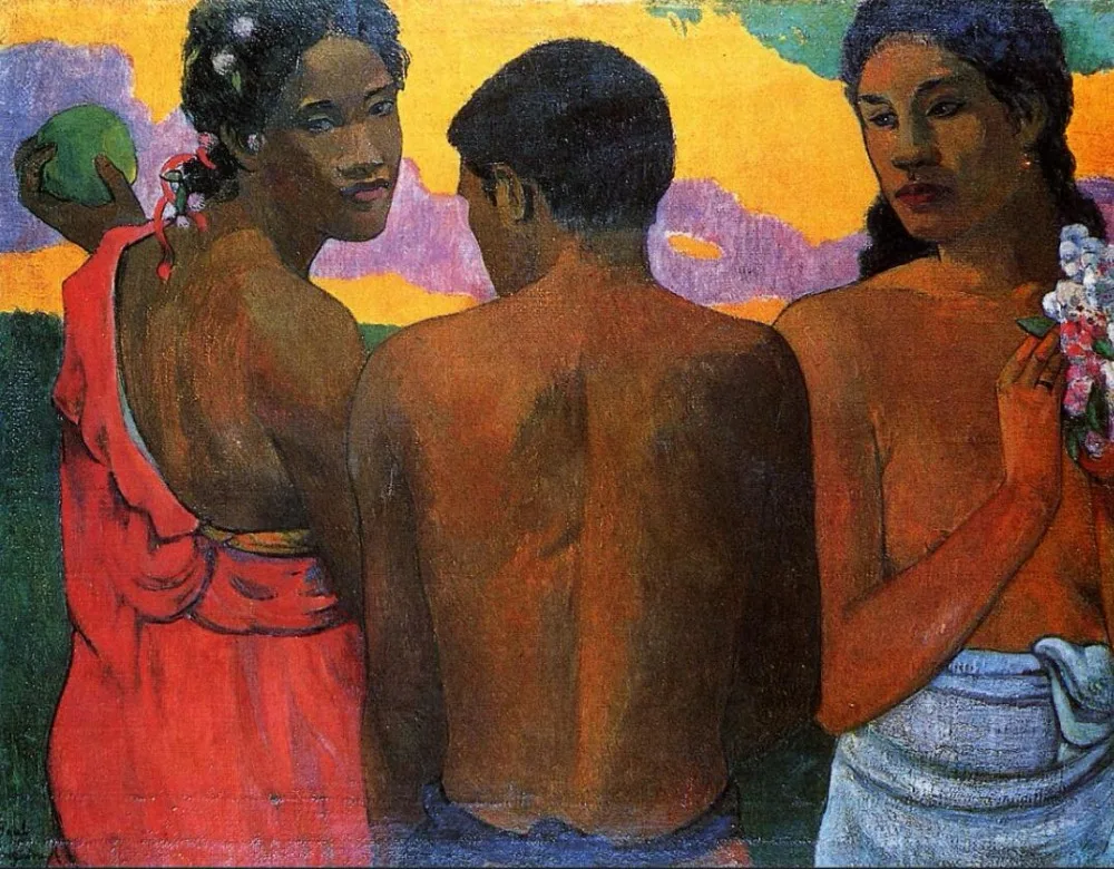 

High quality Oil painting Canvas Reproductions Three Tahitians (1899) by Paul Gauguin hand painted