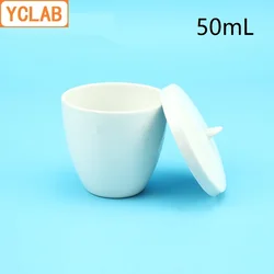 YCLAB 50mL Ceramic Crucible Medium Wall with Lid Pottery Porcelain Crockery Earthen Laboratory Chemistry Equipment