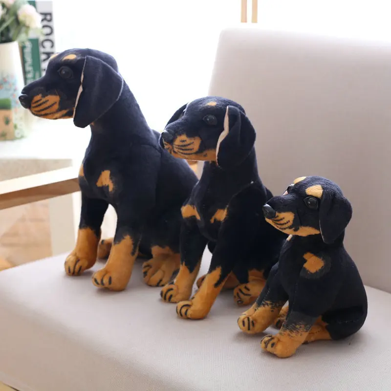 Cartoon Simulation Plush Toy Stuffed Animal Black Dog Lifelike Puppy Children Gift at Home Decoration 30/38/45cm