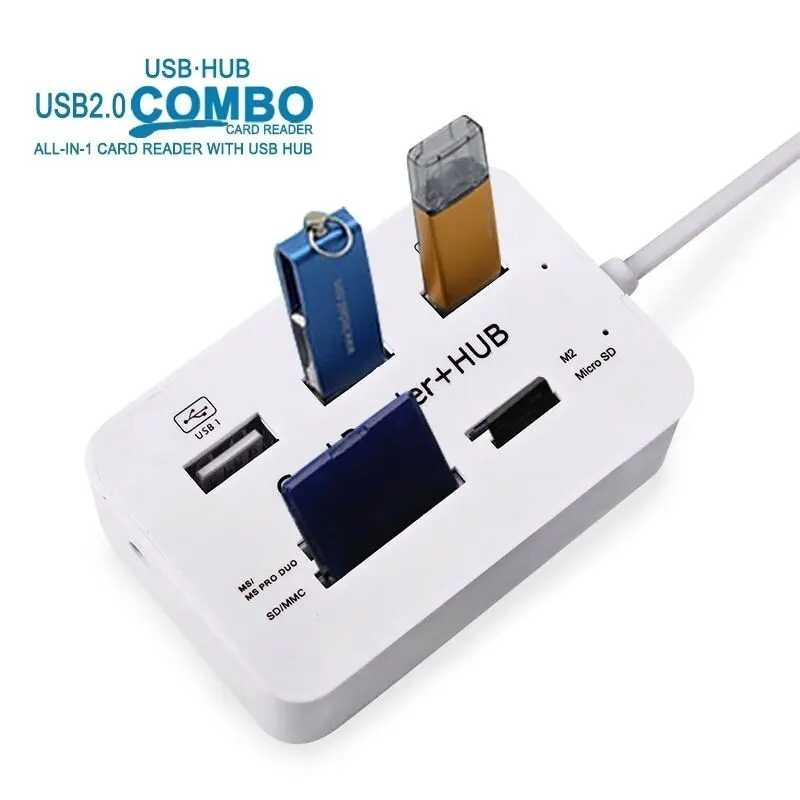 USB Hub Combo 3-Ports 2.0 Card Reader High Speed Multi USB Splitter Hub All In 1