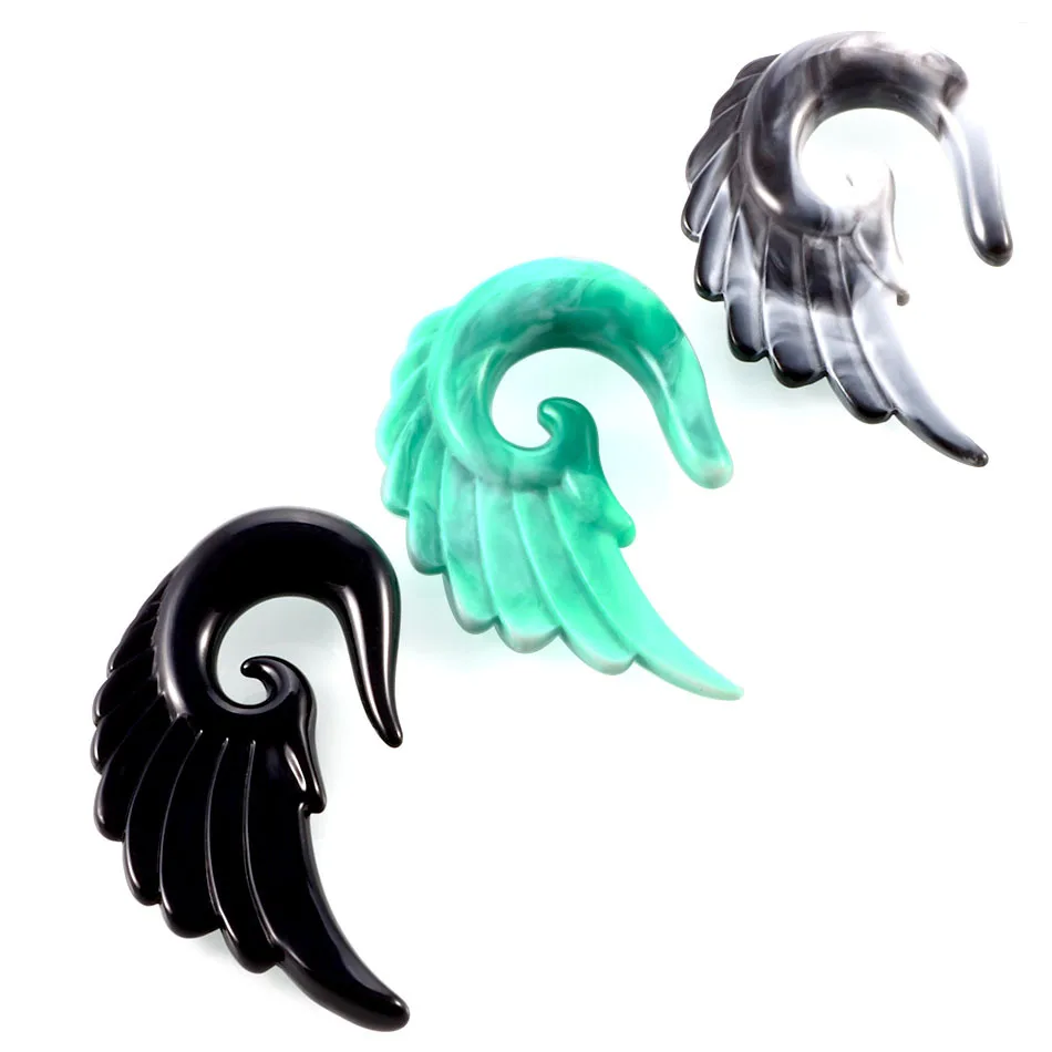 Modrsa 1pair Angel Wings Resin Plugs And Tunnels Acrylic Ear Gauges Expander Tunnel Ear Piercing Body Jewelry