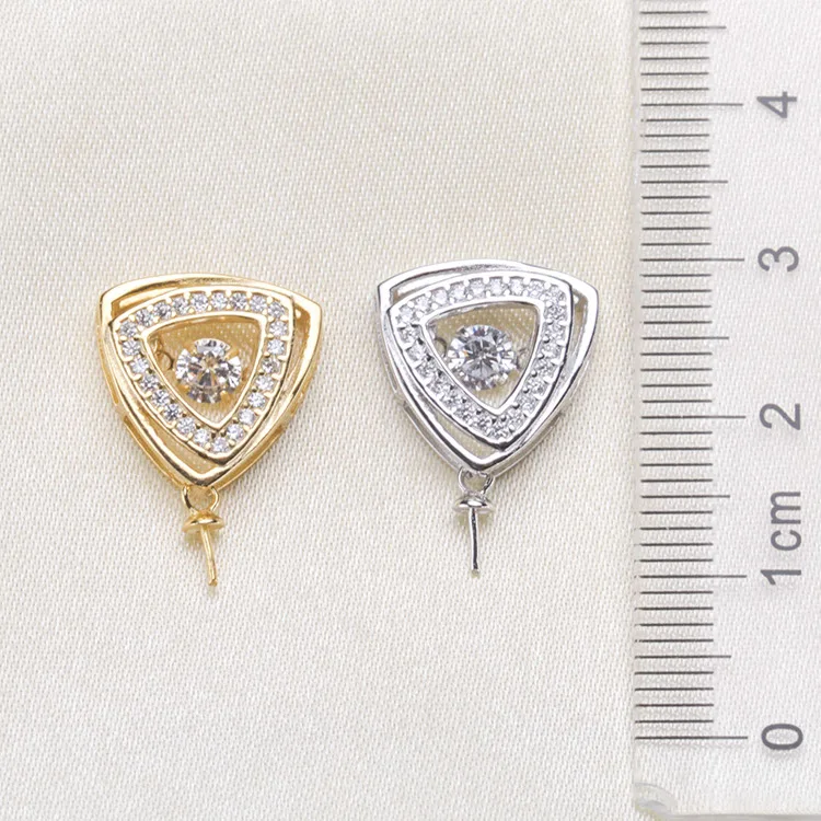 Double Triangle Pearl Pendant Settings Women DIY Pearl Pendant Holder S925 Sterling Silver Pearl Pendant Findings 3Pcs/Lot