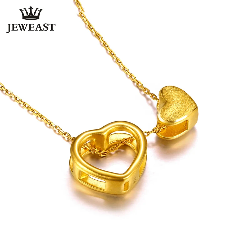 

XXX 24K Pure Gold Necklace Real AU 999 Solid Gold Chain Trendy Nice Beautiful Double Hearts Upscale Party Jewelry Hot Sell New