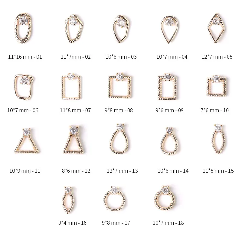 2pc gold 3d Rhinestone Rhinestone metal alloy jewelry Nail Art gems fashion glitter Zircon nail charms