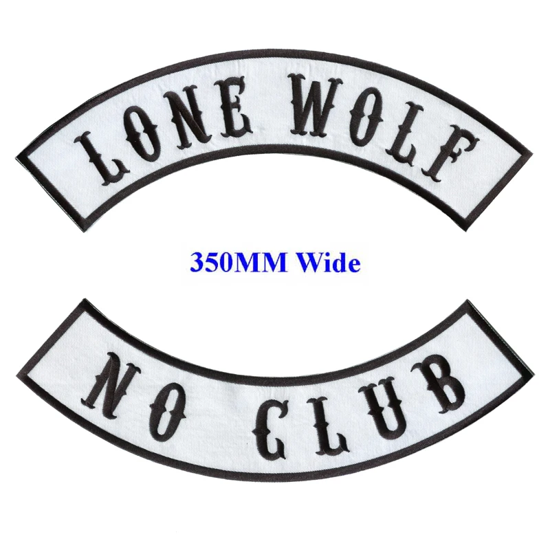 LONE WOLF motorcycle biker patches iron on patches for full back jackets clothing NO CLUB embroidered rocker patches