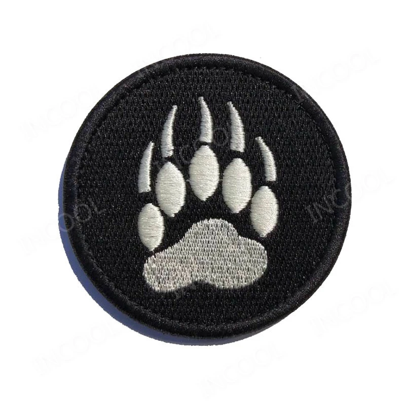 Bear Claw Embroidery Patch Dog Paw Patch Hook & Loop Fastener Appliques Combat Embroidered Patches For Clothing Backpack