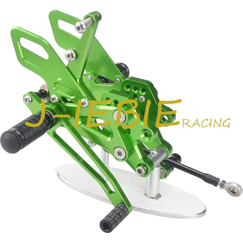 CNC Racing Rearset Adjustable Rear Sets Foot pegs Fit For Kawasaki NINJA ZX10R 2004 2005 GREEN