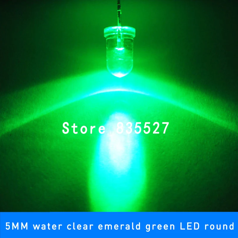 100pcs / lot Emerald Green 5mm F5 round LED lamp beads super bright LED Light-emitting diodes (high quality) for DIY lights