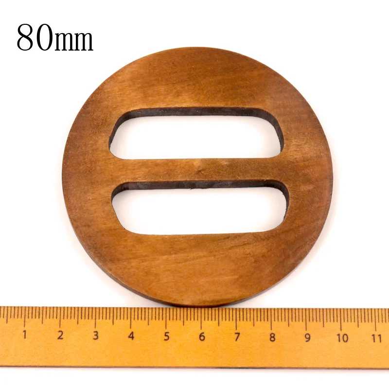 Mix Size Round Shape Garniture Handmade Wooden Crafts Belt Buckle Ring Wood Clothes Accessories Sewing Children DIY  50-75mm 1pc