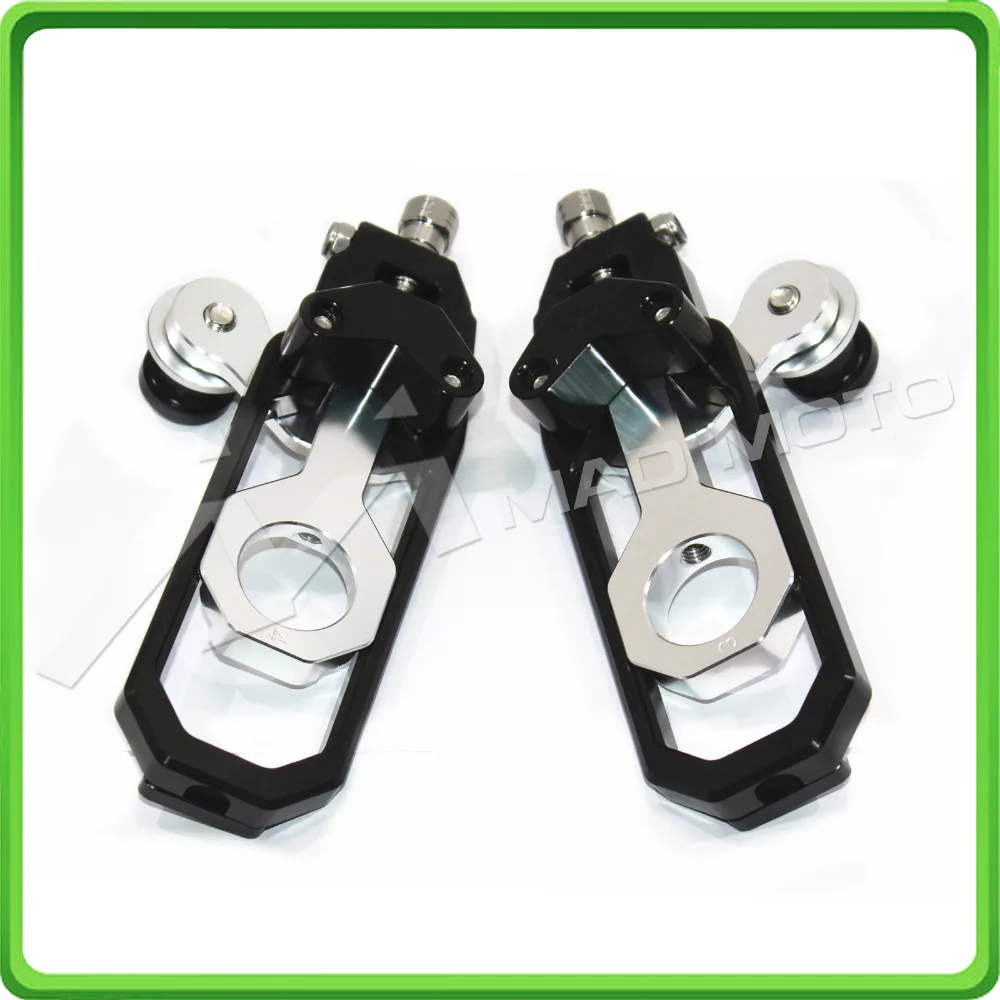 Motorcycle Chain Tensioner Adjuster with bobbins kit for Suzuki GSXR600 GSX-R750 2011 2012 2013 2014 2015 2016 Black&Silver