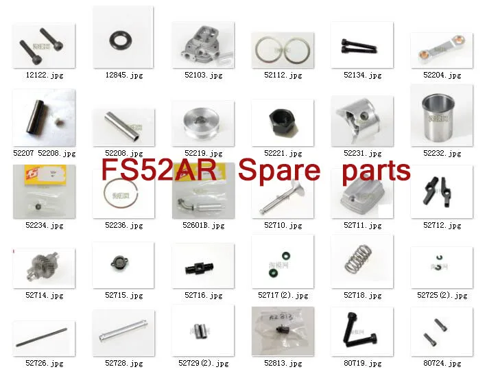 ASP four-stroke engine FS52AR spare parts - piston ring screw Exhaust door cylinder barrel Rocker arm cover spring push rod etc.