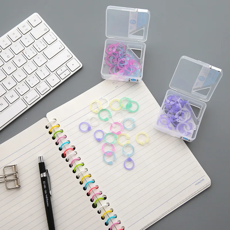 1 box Colored Easy Ring Paper Book Loose Leaf Binder Multi-function Circle Calendar Ring Keychain Key Ring