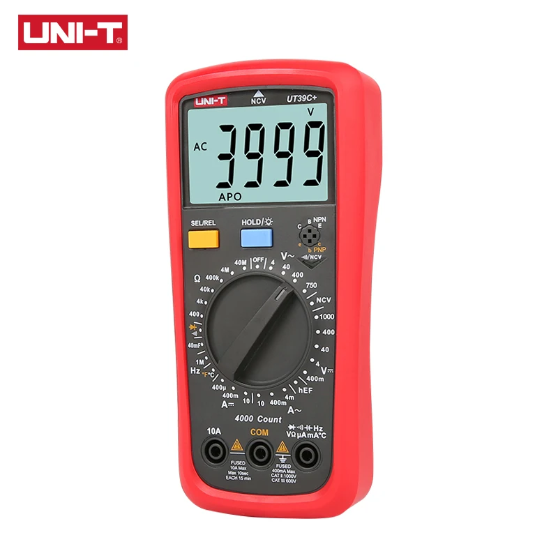 UNI-T UT39C+ Digital Multimeter Auto Range Tester Upgraded from UT39A/UT39C AC DC V/A Ohm /Temp /Frequency/HFE/NCV test