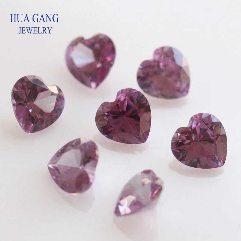 Heart Shape 46# Discolor Stone Heart Shape Princess Cut Synthetic Corundum Gems stone For jewelry Size 3x3~8x8mm