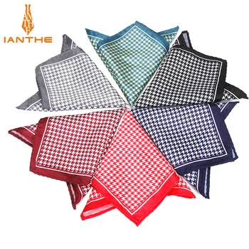 Luxury Men's Handkerchief Vintage Birds Printed Pocket Square Soft Silk Hankies Wedding Party Business Hanky Chest Towel Gifts