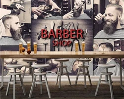 Custom wallpaper hairstyle fashion style background wall painting hair salon decoration painting barber shop 3d wallpaper murals