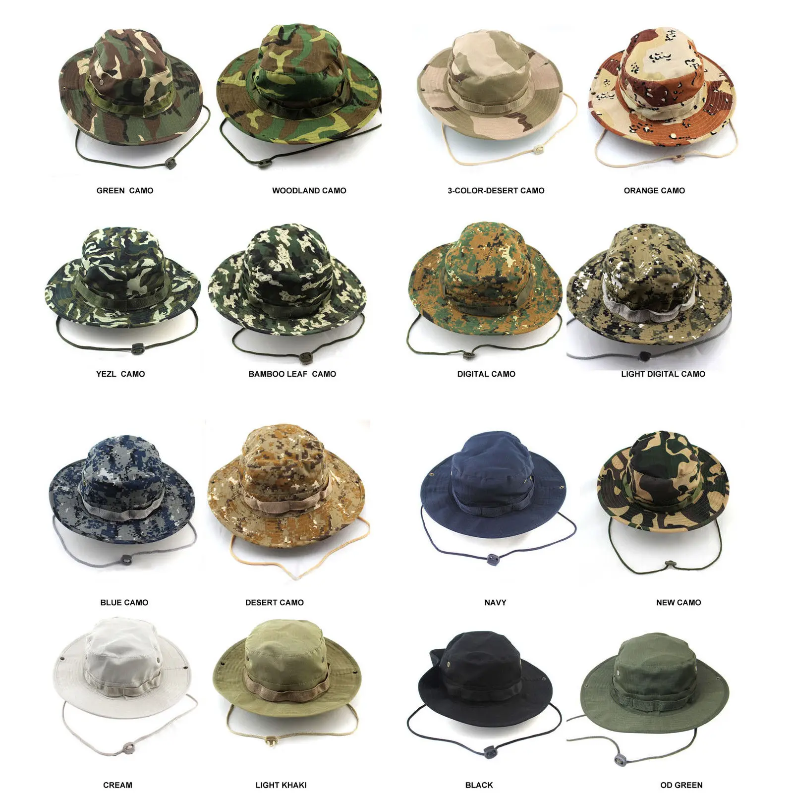 UNISEX CLASSIC US COMBAT ARMY STYLE GI BOONIE BUSH JUNGLE HAT SUN CAP COTTON RIPSTOP