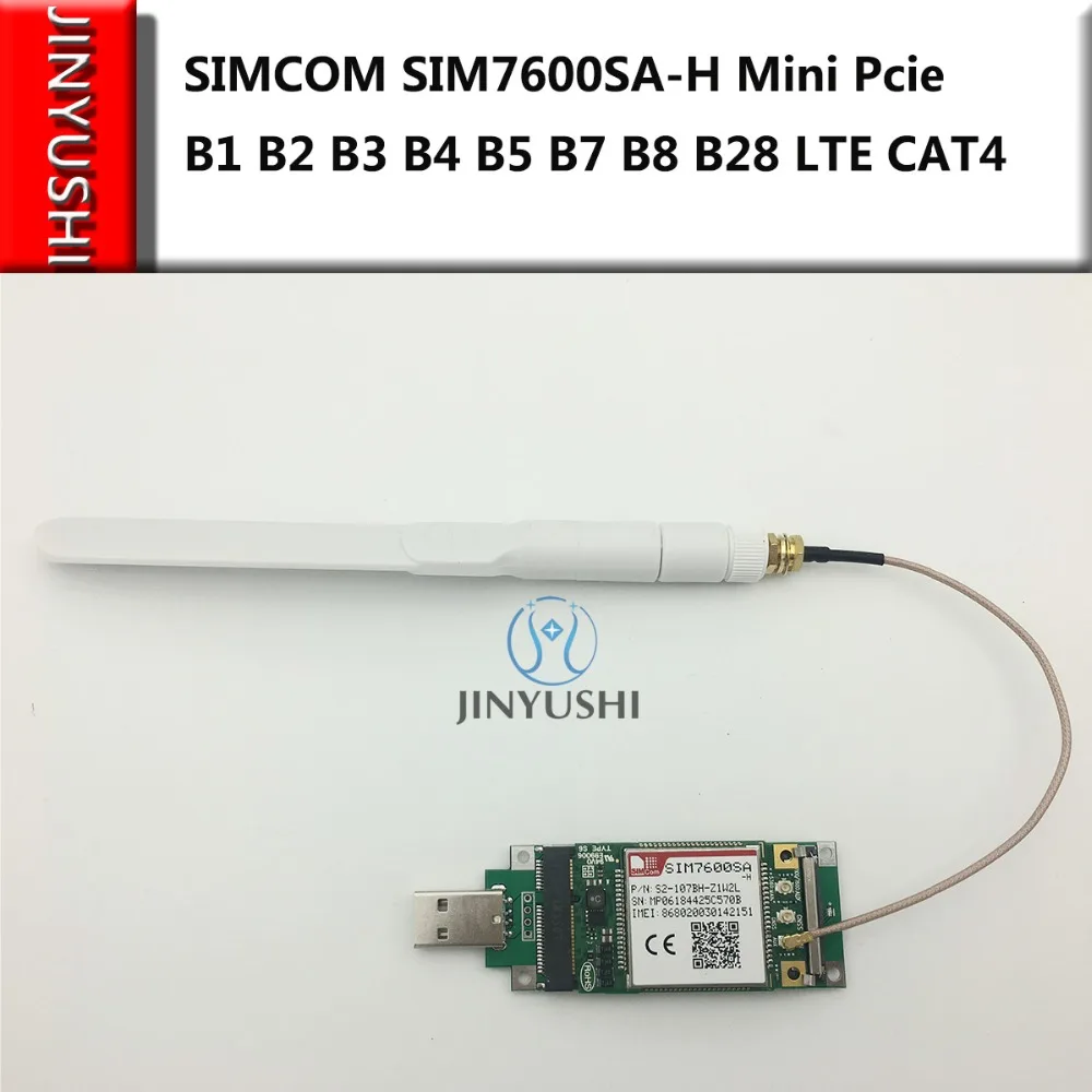 JINYUSHI for SIMCOM SIM7600SA-H MINI PCIE+USB adapter+SMA pigtail+5dbi antenna CAT4 B1 B2 B3 B4 B5 B7 B8 B28 LTE module