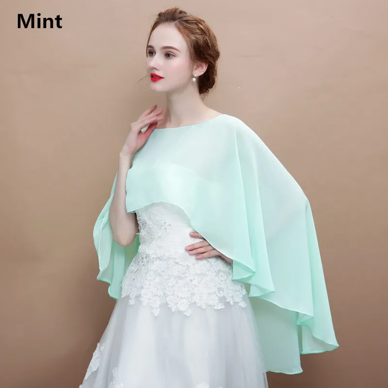 JaneVini – Cape boléro de mariage blanche, en mousseline de soie, pour femme, haut et bas