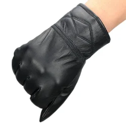 Male sheepskin gloves autumn and winter thermal genuine leather gloves male thick men's fluffy