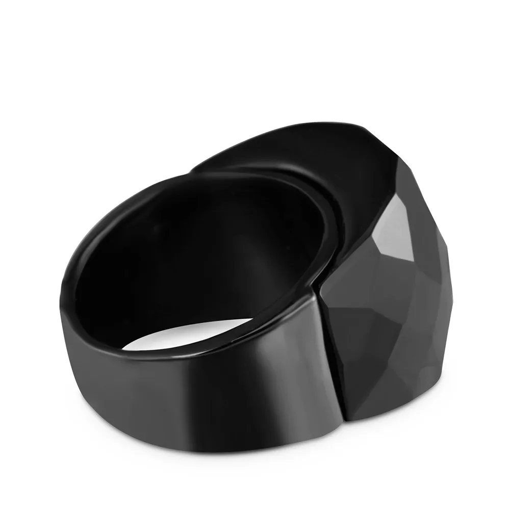 ZMZY 2023 New Fashion Black Large Rings for Women Wedding Jewelry Big Crystal Stone Ring 316L Stainless Steel Anillos