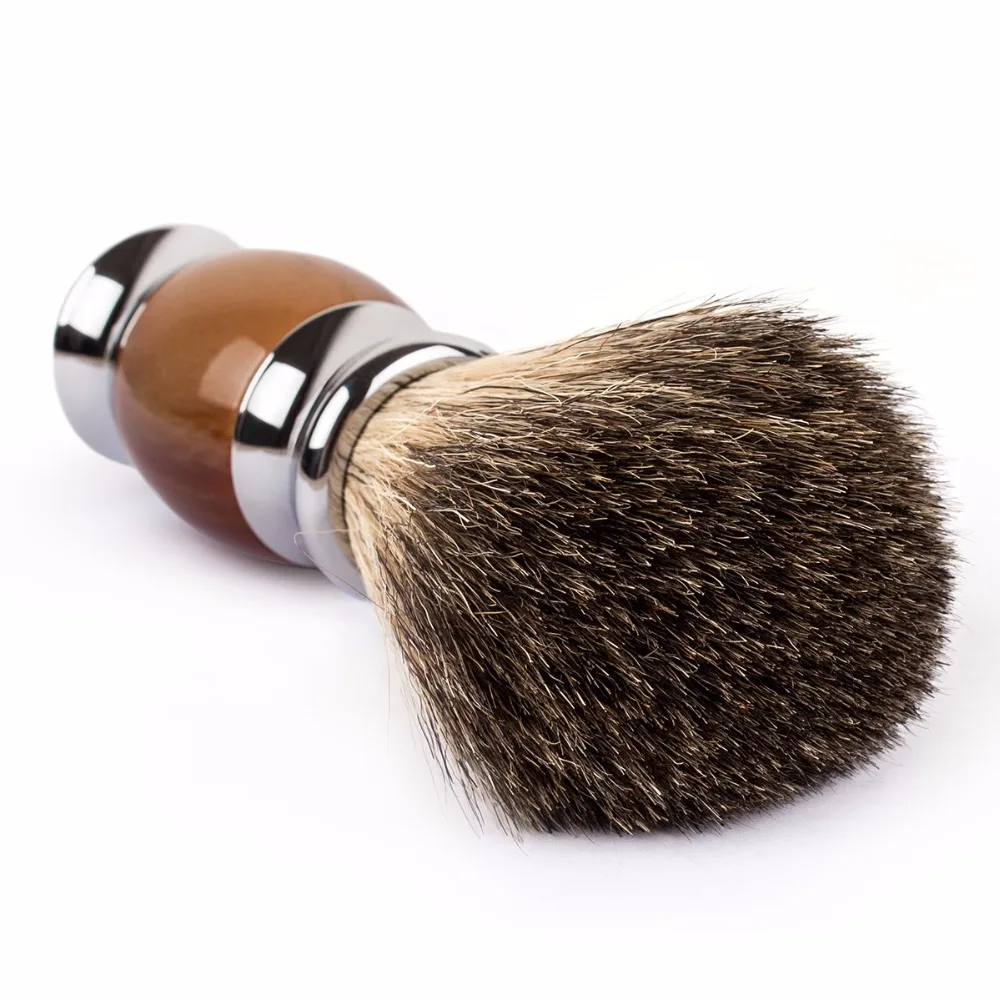 Qshave Man Pure Badger Hair Shaving Brush 100% Original for Double Edge Safety Straight Classic Safety Razor agate Imitation