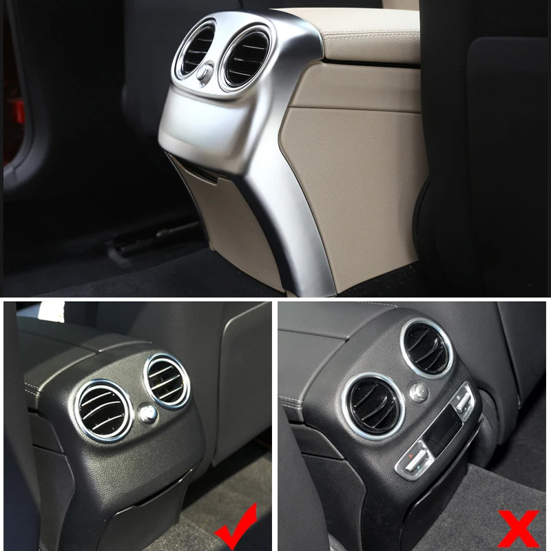 Car Styling Chrome Rear armrest box exhaust outlet decorative Trim Cover Stickers for mercedes w205 c class c180 GLC Accessories