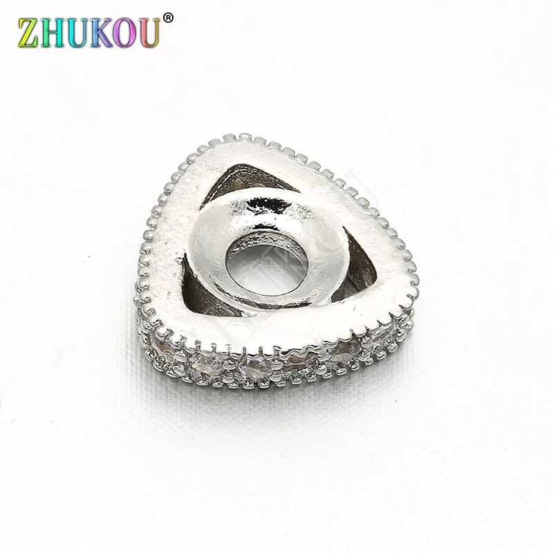 10*2.5mm Handmade Brass Cubic Zirconia Triangle Beads DIY Jewelry Findings Accessories, Model: VZ106