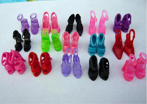 12Pair/lot Mixed-Styles Fashion Sandals Little Toy Assorted Shoes for Doll Accessories Original High-heel Shoes For   Dolls