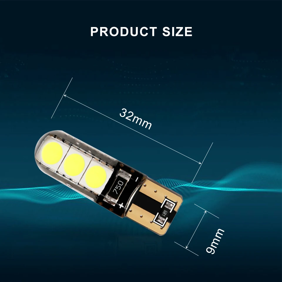 10 PCS 12V Car LED Light Bulbs T10 W5W 194 White Crystal Blue 5050 6 SMD Auto Parking Lights Interior Dome Reading Trunk Bulb