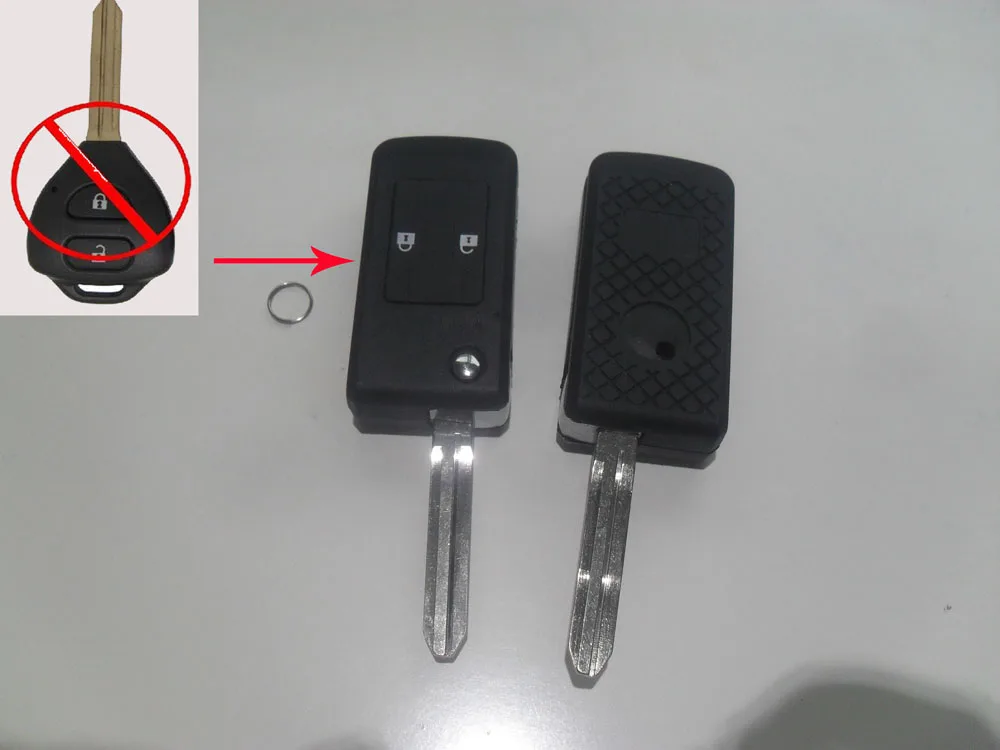 

5PCS 2 Buttons Modified Blank Flip Remote Key Shell For Toyota Corolla FOB Keyless Blank Case