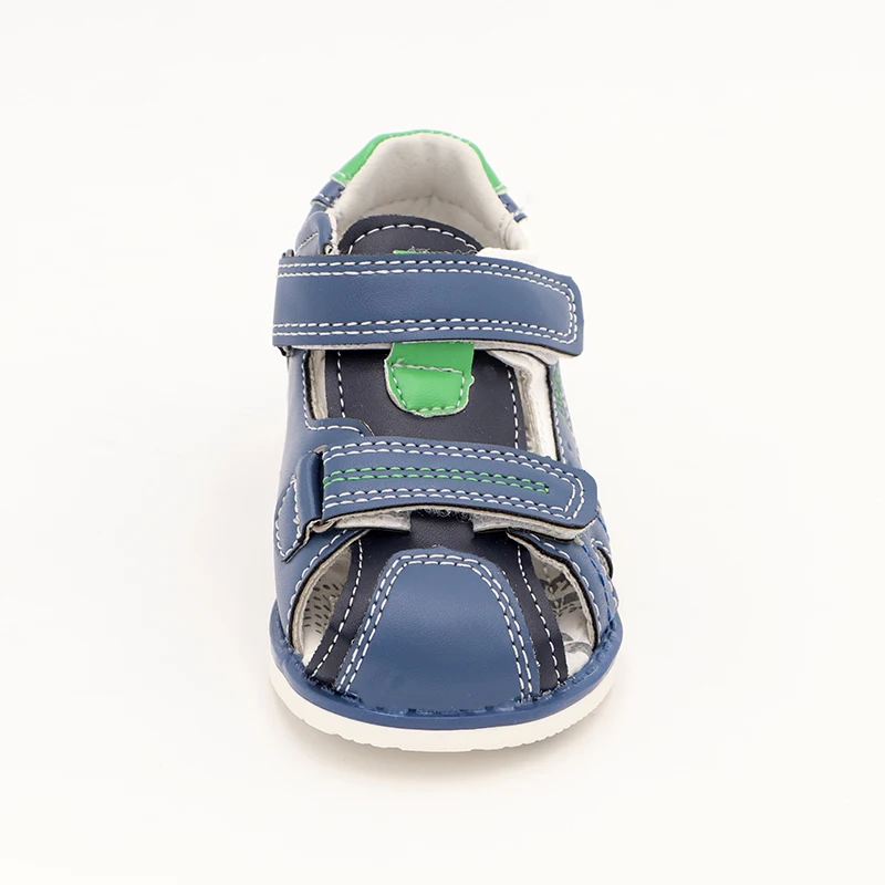 Sandálias ortopédicas infantis de couro ecológico, sapatos com dedos fechados para meninos, para praia, verão