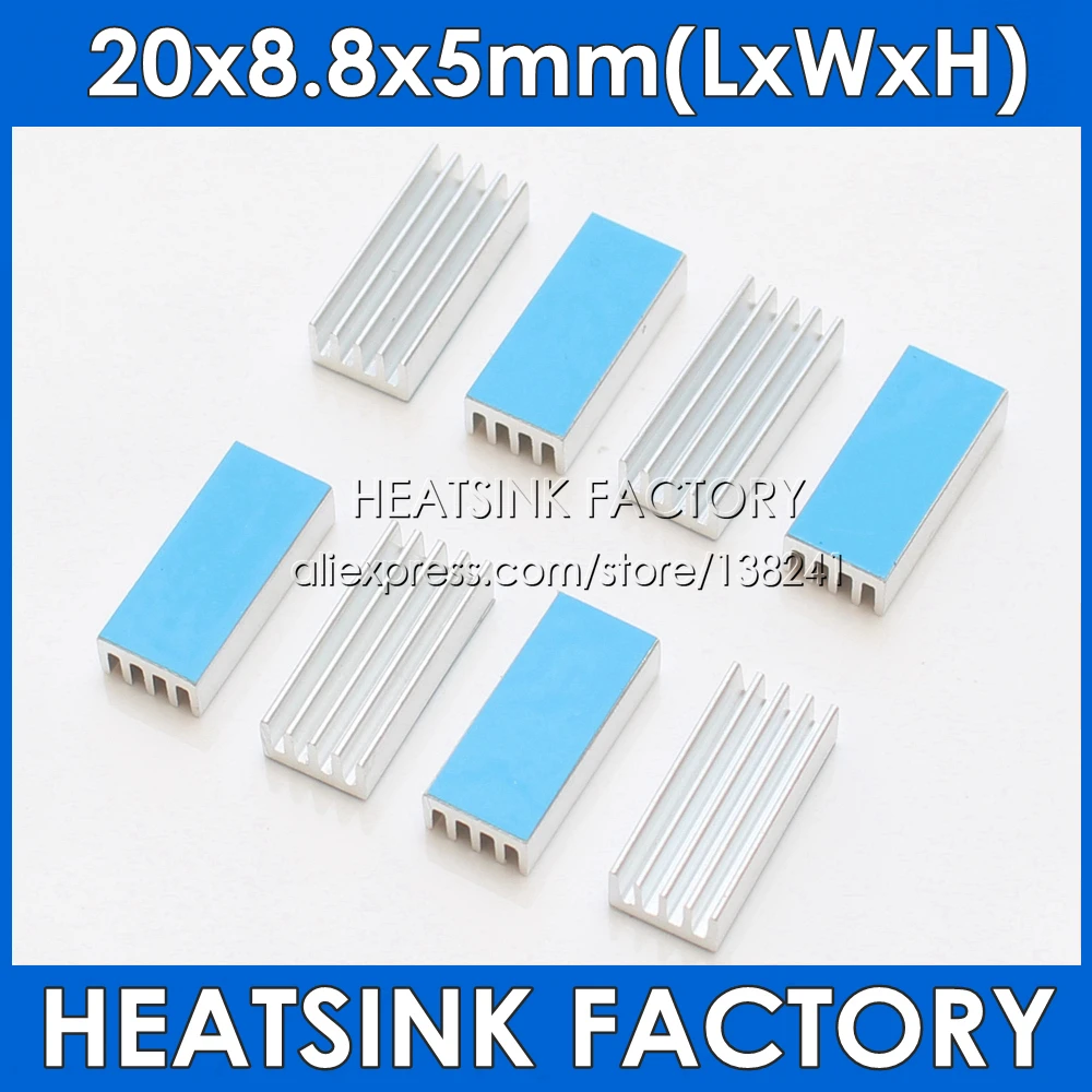 20x8.8x5mm Aluminum Cooling Heat Sink Heatsinks Cooler Radiator Heatsink With Thermal Double Sided Tape Pad