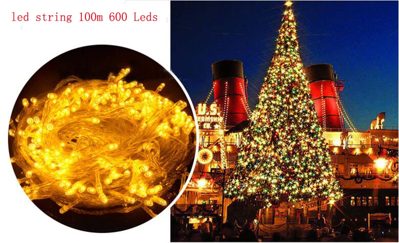 Waterproof Outdoor Home Hotel 100M LED Fairy String Lights 600PCS Lamps Flash Christmas Party Wedding New Year Decoration 220V