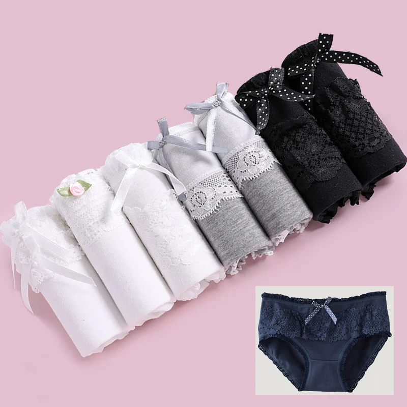 

7Pcs/lot Panties Women Underwear Sexy Panties Girls Cotton Briefs Lingeries Cueca Calcinhas Lace Shorts Underpants Panty Ladies