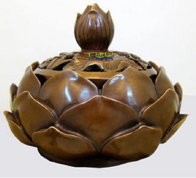 A large copper lotus aroma furnace fine workmanship is a collection of giftsroomcraft Art Statue Home decoration