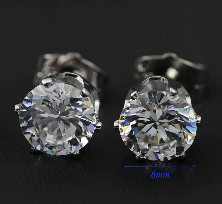 Super Beautiful Free Shipping Fashion Jewelry Multi Prongs 6mm 2ct Top Quality CZ Zircon Stud Earring