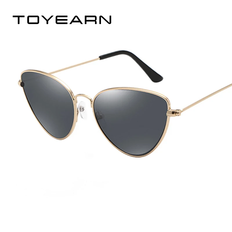 TOYEARN Vintage Sexy Ladies Cat Eye Sunglasses Women Fashion Clear Red Eyewear Metal Frame Sun Glasses For Female UV400