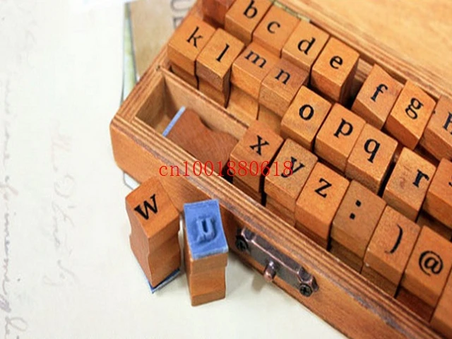 

Fedex DHL Free shipping Creative Lowercase Uppercase Alphabet wood rubber stamps set Wooden box Decorative DIY 180sets/lot