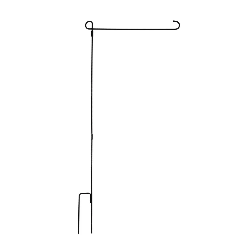 Garden Flag Stand Flagpole Black Wrought Iron Small Flag Stand For Yard Garden Pole Flag Holder Yard Flag Accessories 