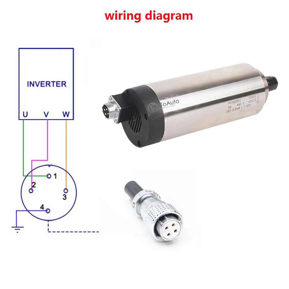 Moteur de broche à grande vitesse, 220 kw, 5a, 65x188mm, 0,33 nm, 400HZ, 24000 tr/min, ER11 + VFD + 14 pinces pour gravure sur bois