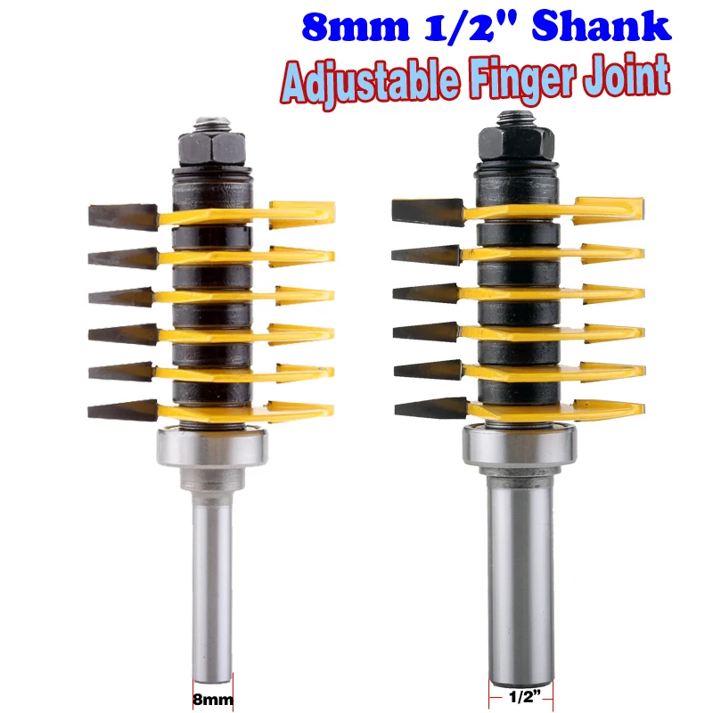 

1PC 8mm 1/2" Shank Brand new high quality Adjustable Finger Joint Router Bit ndustrial grade Use in router table only