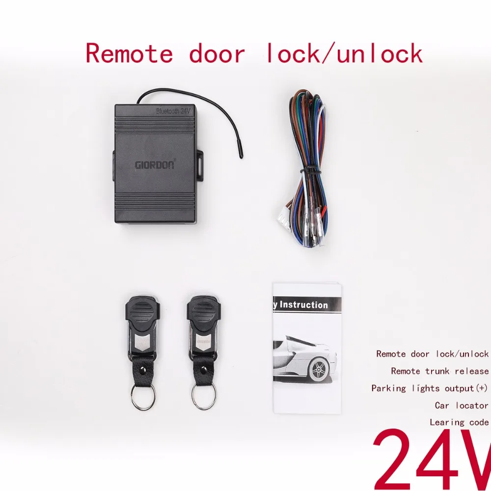 24V-Universal Car Alarm Systems Auto Remote Central Kit Door Lock Keyless Entry System Central Locking with Remote Control B13TW