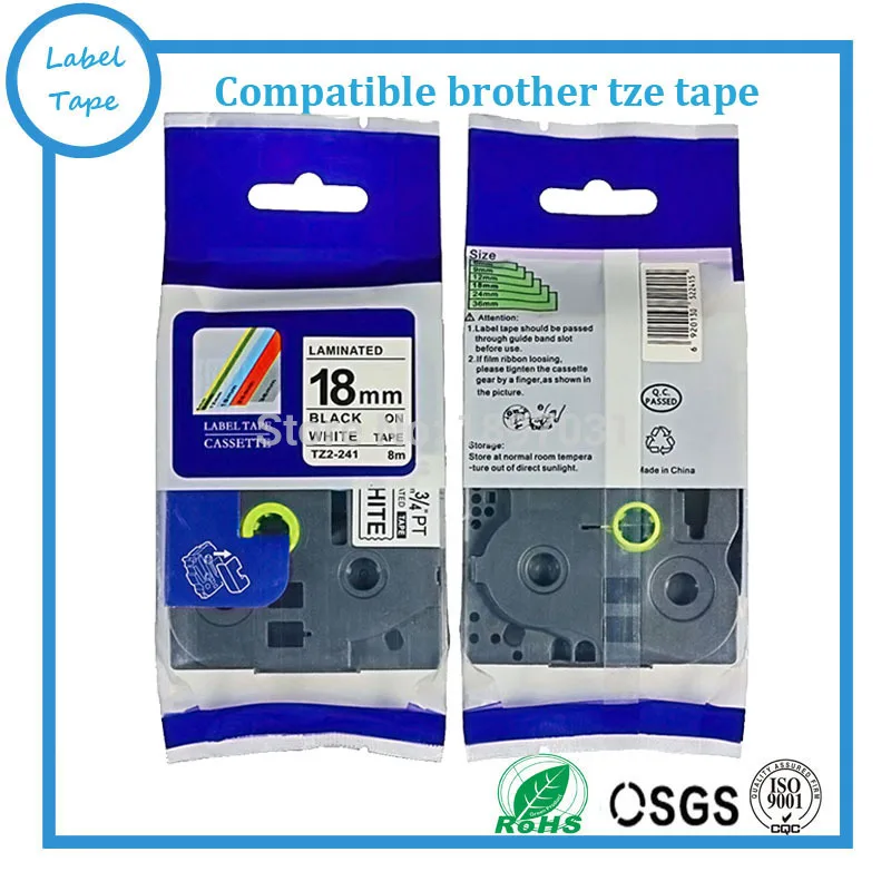 

20pc/lot Compatible brother label tape tz tape 18mm Tze241 tz241 tze 241 Tze-241 tze641 P-touch label printer Ribbon label maker