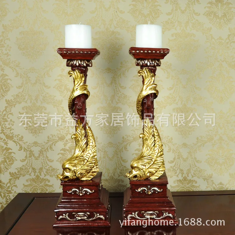 C sets of two dragon around the column Candlestick American country craft ornaments marriage room ornaments resin crafts