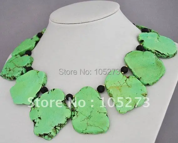 

Classic !Huge Big AA A4MM-30MM Black Crystal & Lava Beads & Green Necklace 18inch Fashion Jewelry New Free Shipping