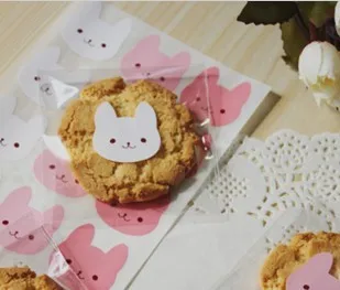 Baking bag seal Pink Bunny color stickers 120pcs seal seal.